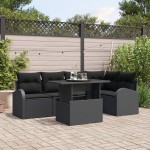 vidaXL Set de canapele pentru grădină 6 pcs Negru 100 x 55 x 73 cm