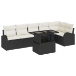 vidaXL Set de canapele pentru grădină cu pernă 7 pcs negru și crem vidaXL Set de canapele pentru grădină cu pernă 7 pcs negru și crem