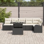vidaXL Set de canapele pentru grădină cu pernă 7 pcs negru și crem vidaXL Set de canapele pentru grădină cu pernă 7 pcs negru și crem