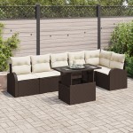 vidaXL Set de canapele pentru grădină cu pernă 7 pcs maro și crem vidaXL Set de canapele pentru grădină cu pernă 7 pcs maro și crem