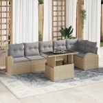 vidaXL Set de canapele pentru grădină 7 pcs bej și gri deschis