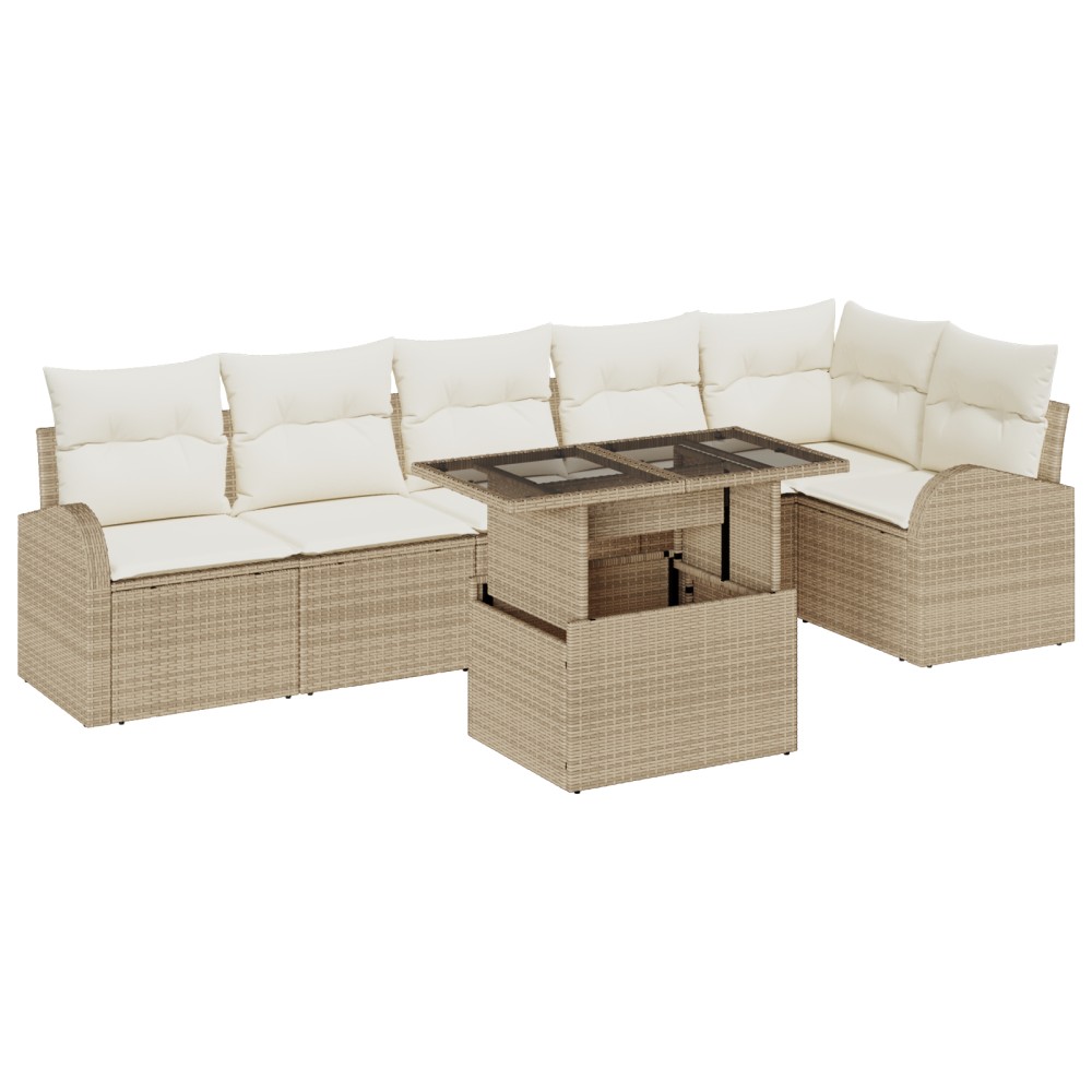 vidaXL Set de canapele pentru grădină cu pernă 7 pcs bej și crem