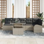 vidaXL Set de canapele pentru grădină cu pernă 7 pcs Gri deschis