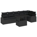 vidaXL Set de canapele pentru grădină 7 pcs Negru 100 x 55 x 73 cm