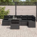 vidaXL Set de canapele pentru grădină 7 pcs Negru 100 x 55 x 73 cm