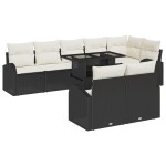 vidaXL Set de canapele pentru grădină cu pernă 9 pcs negru și crem vidaXL Set de canapele pentru grădină cu pernă 9 pcs negru și crem