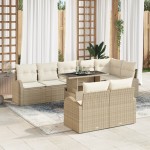 vidaXL Set de canapele pentru grădină cu pernă 9 pcs bej și crem