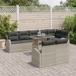 vidaXL Set de canapele pentru grădină cu pernă 9 pcs Gri deschis vidaXL Set de canapele pentru grădină cu pernă 9 pcs Gri deschis