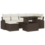 vidaXL Set de canapele pentru grădină cu pernă 7 pcs maro și crem