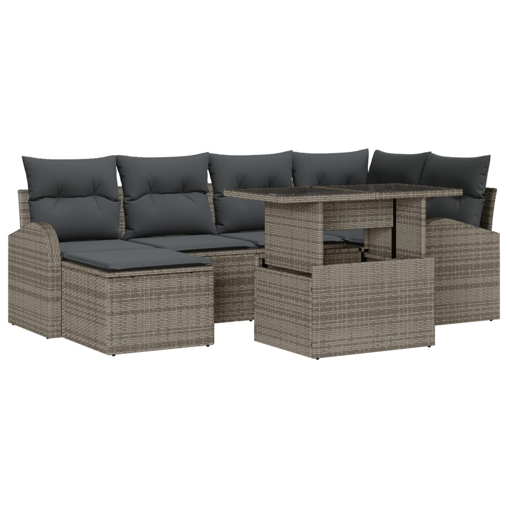 vidaXL Set de canapele pentru grădină cu pernă 7 pcs Gri
