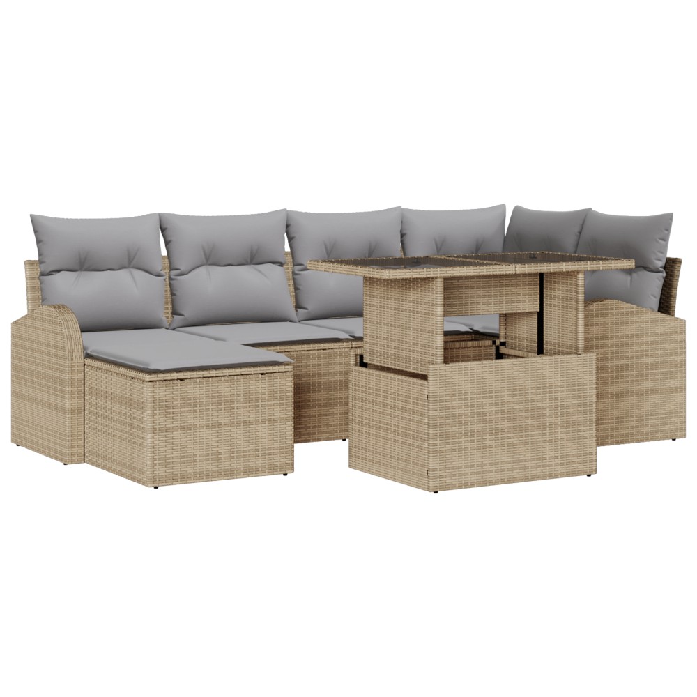 vidaXL Set de canapele pentru grădină 7 pcs bej și gri deschis
