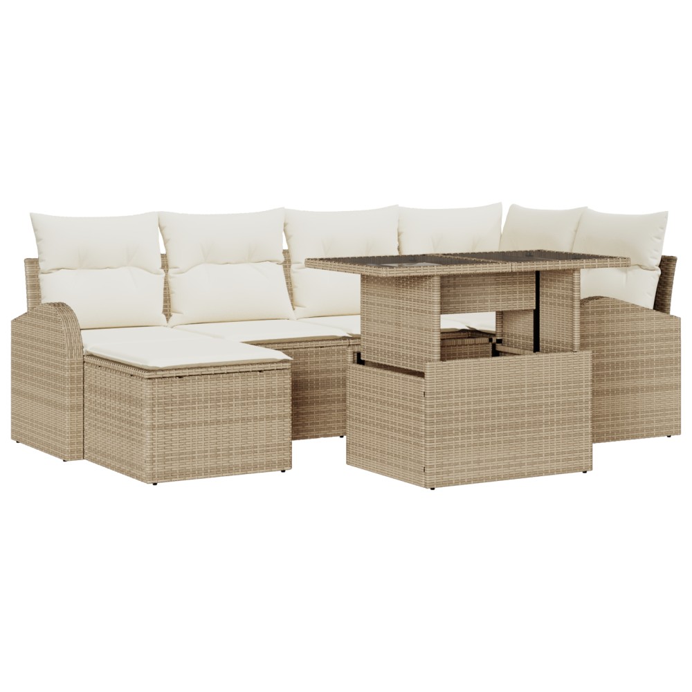 vidaXL Set de canapele pentru grădină cu pernă 7 pcs bej și crem