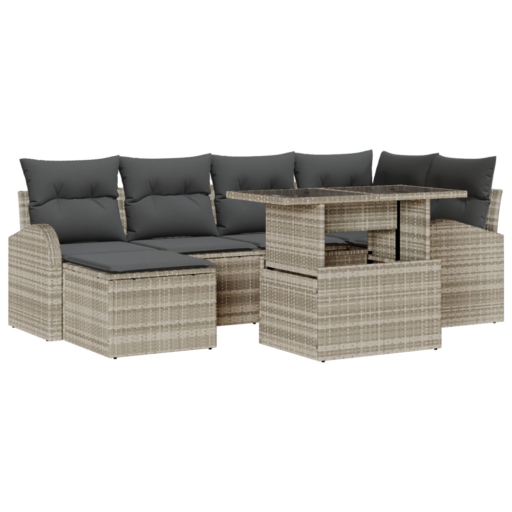 vidaXL Set de canapele pentru grădină cu pernă 7 pcs Gri deschis