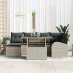 vidaXL Set de canapele pentru grădină cu pernă 7 pcs Gri deschis