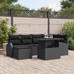 vidaXL Set de canapele pentru grădină cu pernă 7 pcs Negru vidaXL Set de canapele pentru grădină cu pernă 7 pcs Negru