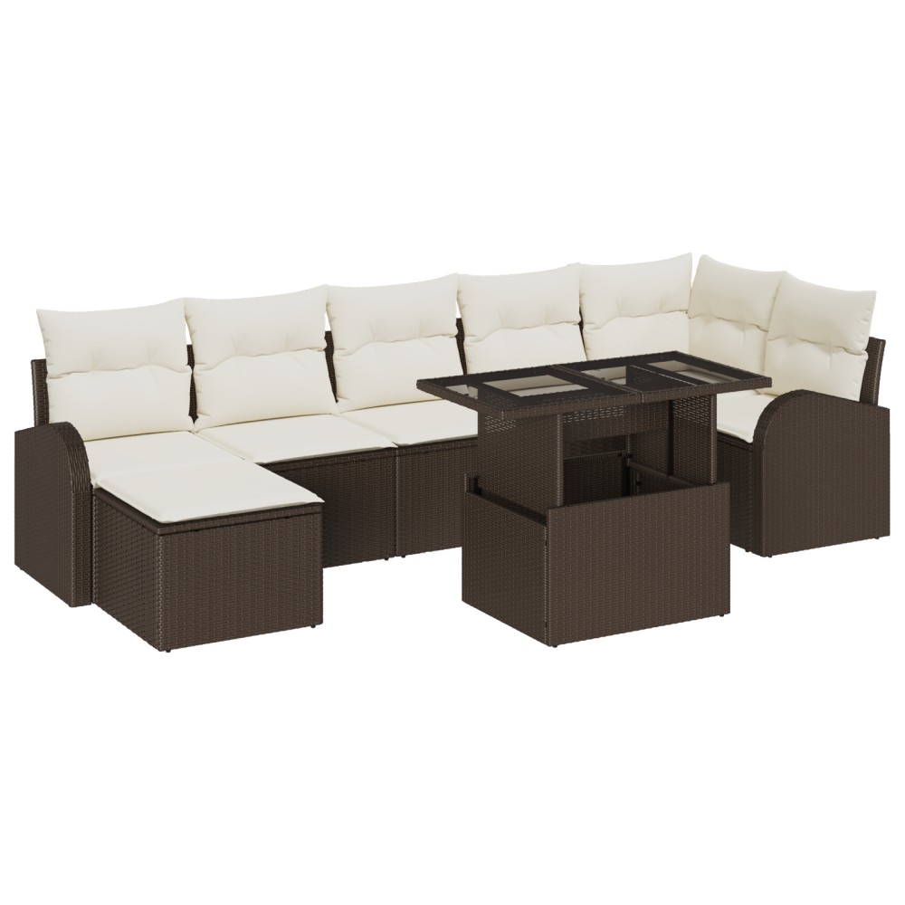 vidaXL Set de canapele pentru grădină cu pernă 8 pcs maro și crem