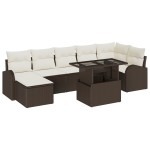 vidaXL Set de canapele pentru grădină cu pernă 8 pcs maro și crem