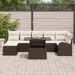 vidaXL Set de canapele pentru grădină cu pernă 8 pcs maro și crem