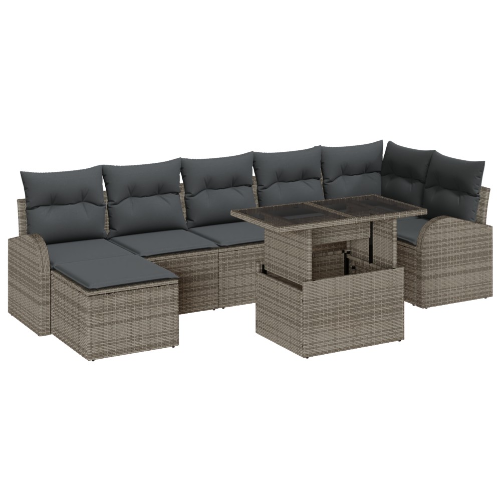 vidaXL Set de canapele pentru grădină cu pernă 8 pcs Gri