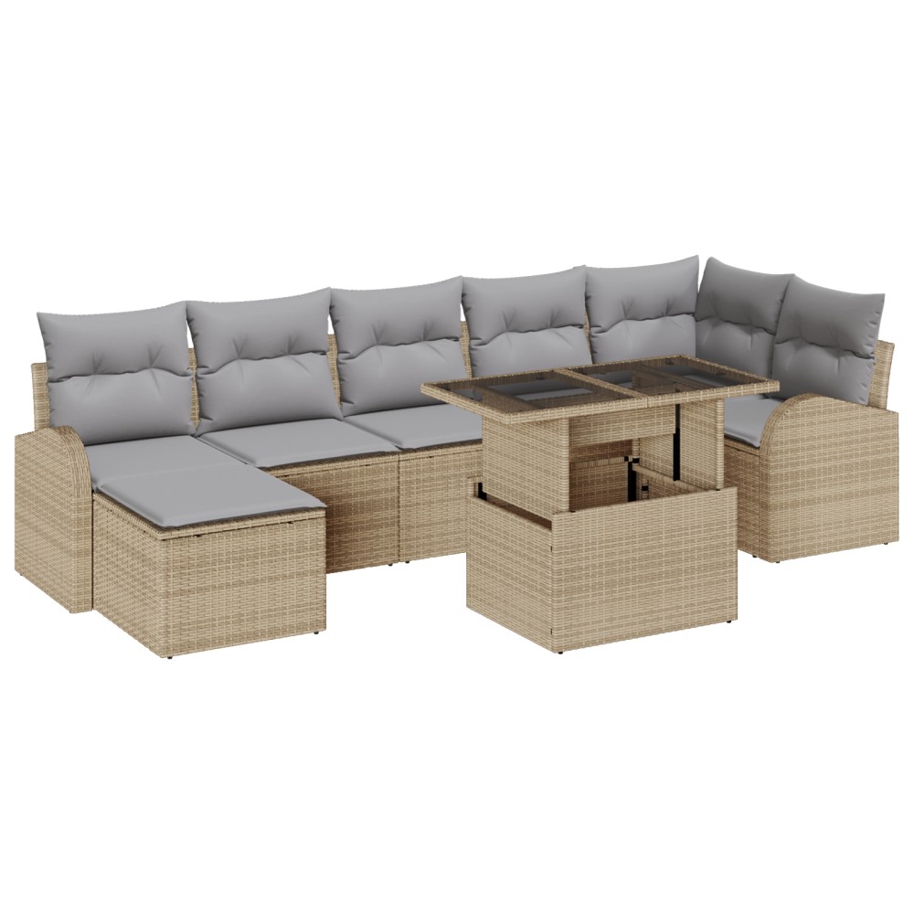 vidaXL Set de canapele pentru grădină 8 pcs bej și gri deschis