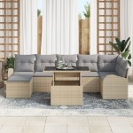 vidaXL Set de canapele pentru grădină 8 pcs bej și gri deschis