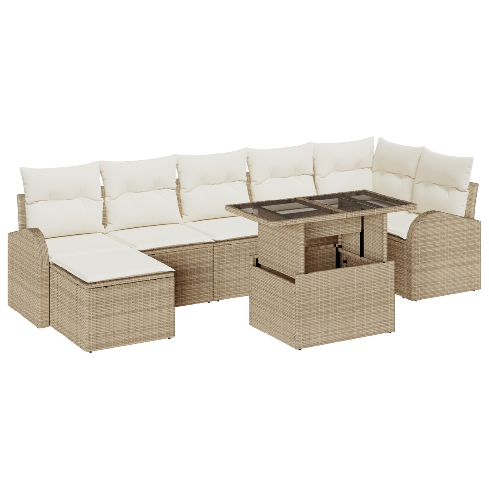 vidaXL Set de canapele pentru grădină cu pernă 8 pcs bej și crem
