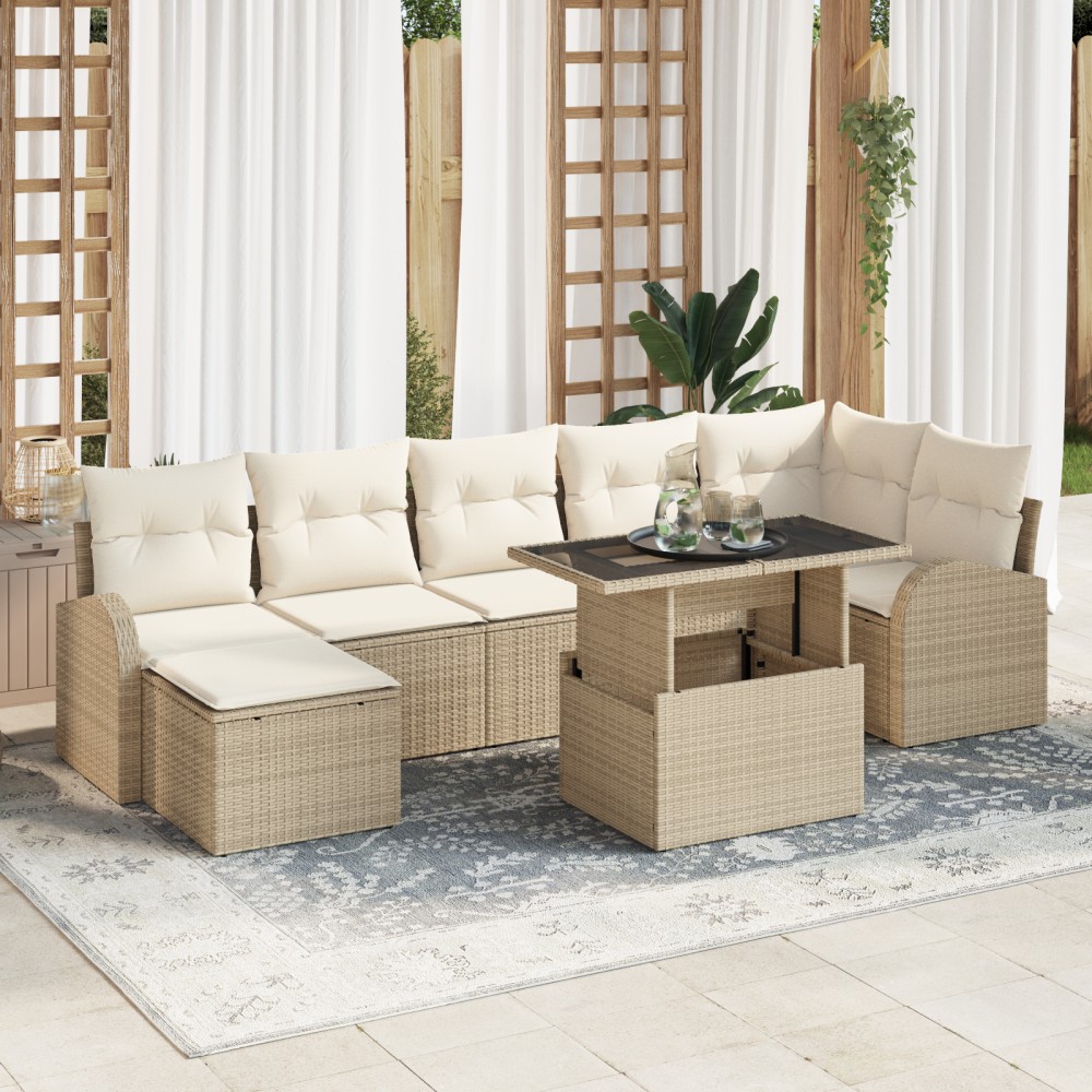 vidaXL Set de canapele pentru grădină cu pernă 8 pcs bej și crem