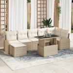 vidaXL Set de canapele pentru grădină cu pernă 8 pcs bej și crem