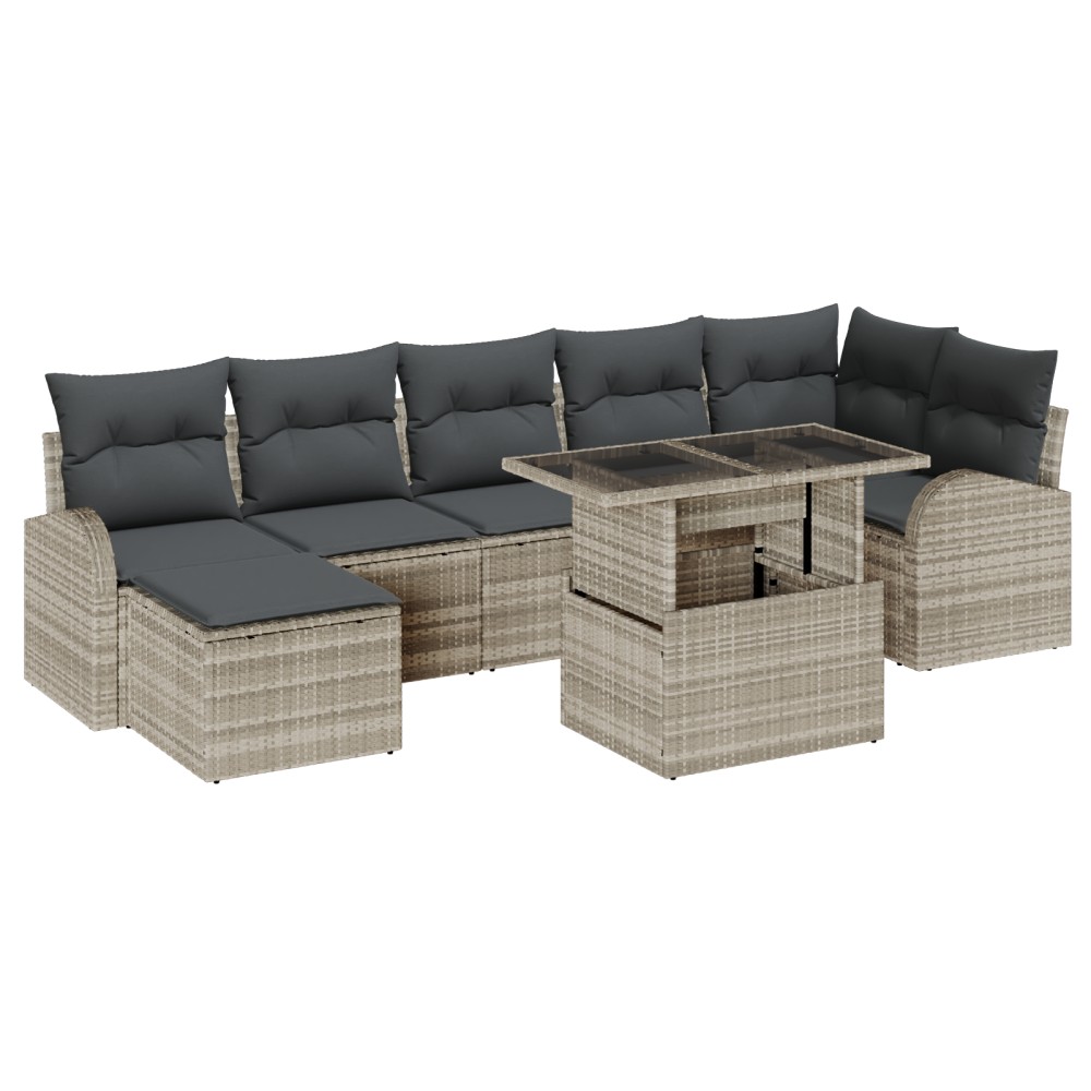 vidaXL Set de canapele pentru grădină cu pernă 8 pcs Gri deschis