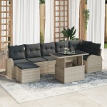 vidaXL Set de canapele pentru grădină cu pernă 8 pcs Gri deschis