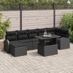 vidaXL Set de canapele pentru grădină cu pernă 8 pcs Negru