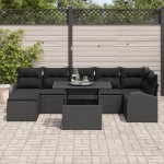 vidaXL Set de canapele pentru grădină cu pernă 8 pcs Negru