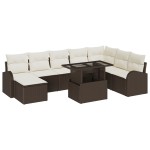 vidaXL Set de canapele pentru grădină cu pernă 9 pcs maro și crem