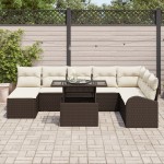 vidaXL Set de canapele pentru grădină cu pernă 9 pcs maro și crem