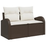 vidaXL Set de canapele pentru grădină cu pernă 9 pcs maro și crem
