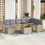 vidaXL Set de canapele pentru grădină 9 pcs bej și gri deschis vidaXL Set de canapele pentru grădină 9 pcs bej și gri deschis