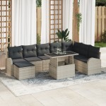vidaXL Set de canapele pentru grădină cu pernă 9 pcs Gri deschis
