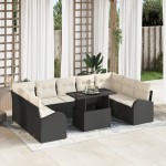 vidaXL Set de canapele pentru grădină cu pernă 10 pcs negru și crem vidaXL Set de canapele pentru grădină cu pernă 10 pcs negru și crem