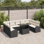 vidaXL Set de canapele pentru grădină cu pernă 10 pcs negru și crem vidaXL Set de canapele pentru grădină cu pernă 10 pcs negru și crem