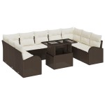 vidaXL Set de canapele pentru grădină cu pernă 10 pcs maro și crem