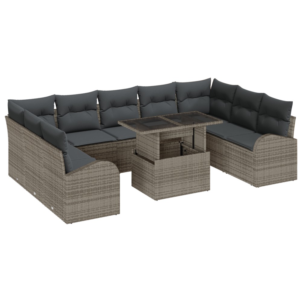 vidaXL Set de canapele pentru grădină 10 pcs Gri 100 x 55 x 73 cm