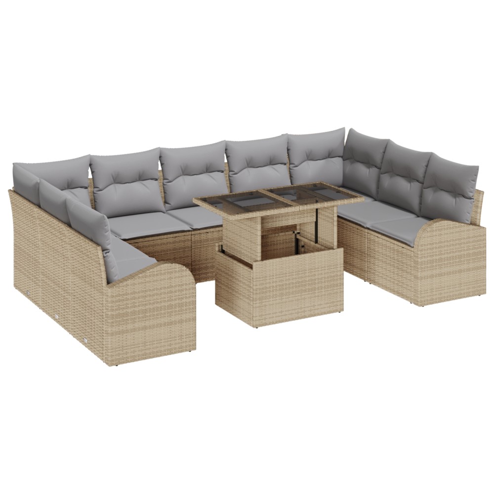 vidaXL Set de canapele pentru grădină 10 pcs bej și gri deschis
