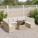 vidaXL Set de canapele pentru grădină cu pernă 10 pcs bej și crem vidaXL Set de canapele pentru grădină cu pernă 10 pcs bej și crem