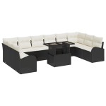 vidaXL Set de canapele pentru grădină cu pernă 11 pcs negru și crem