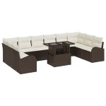vidaXL Set de canapele pentru grădină cu pernă 11 pcs maro și crem