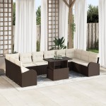 vidaXL Set de canapele pentru grădină cu pernă 11 pcs maro și crem