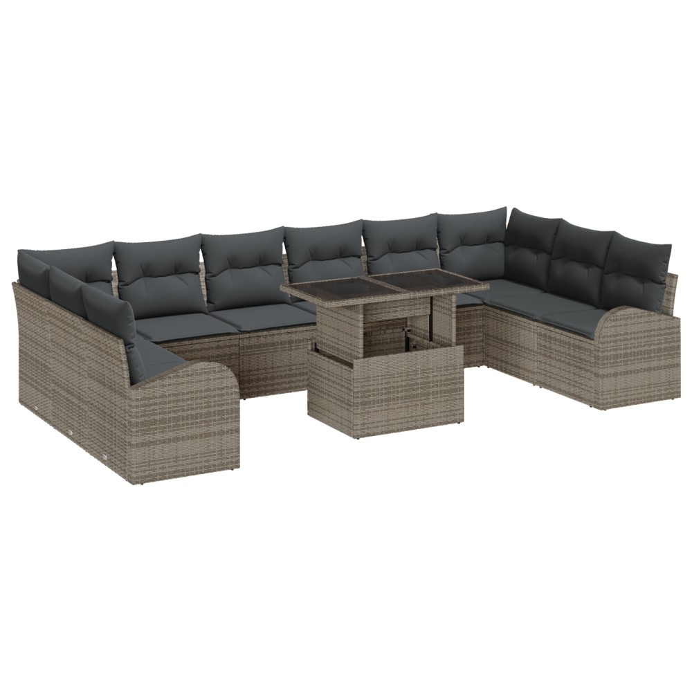vidaXL Set de canapele pentru grădină 11 pcs Gri 100 x 55 x 73 cm