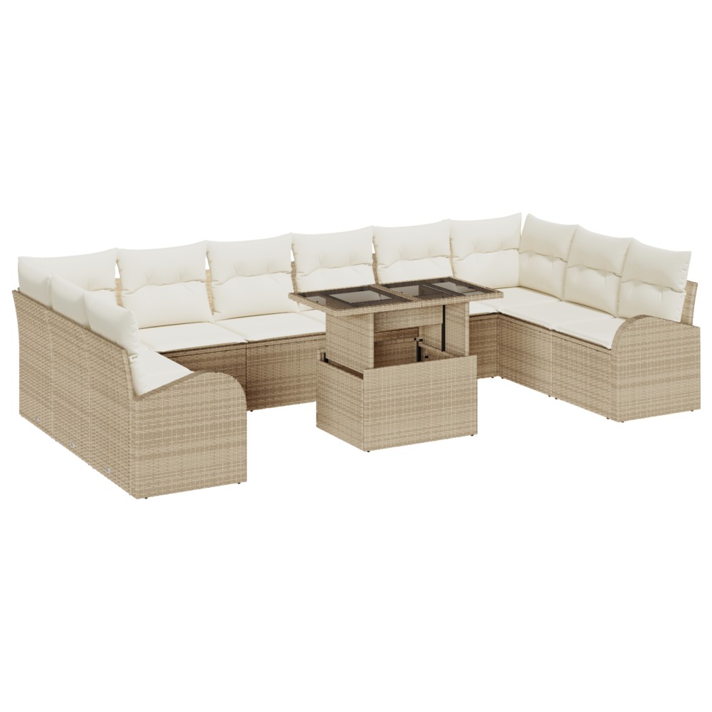 vidaXL Set de canapele pentru grădină cu pernă 11 pcs bej și crem