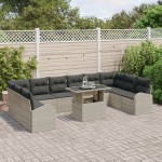vidaXL Set de canapele pentru grădină cu pernă 11 pcs Gri deschis vidaXL Set de canapele pentru grădină cu pernă 11 pcs Gri deschis