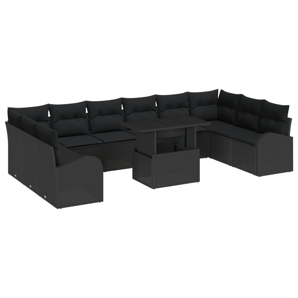 vidaXL Set de canapele pentru grădină 11 pcs Negru 100 x 55 x 73 cm